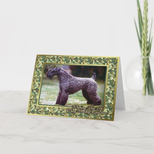 Carte de Noël de blanc de chien de Terrier de bleu (Devant)