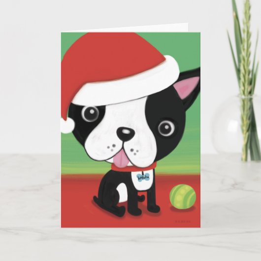 Carte de Noël de Boston Terrier (Devant)