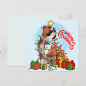 Carte de Noël de Bulldog Anglais de Noël (Devant / Derrière)