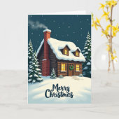 Carte de Noël de cabane confortable (Fleur jaune)