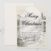 Carte de Noël de cabane d'hiver vierge avec verset (Devant / Derrière)