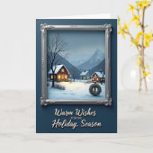 Carte de Noël de cabane enneigée (Fleur jaune)