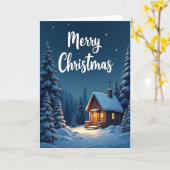 Carte de Noël de cabane enneigée (Fleur jaune)