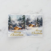 Carte de Noël de cabane enneigée à l'aquarelle – H (Intérieur)