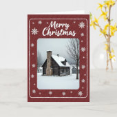 Carte de Noël de cabane rustique (Fleur jaune)