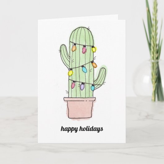 Carte de Noël de cactus d'aquarelle (Devant)