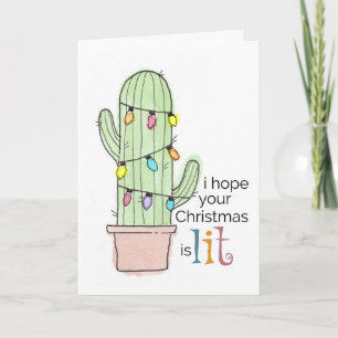 Carte de Noël de cactus d'aquarelle