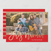 Carte de Noël de calligraphie d'aluminium de Faux (Devant / Derrière)