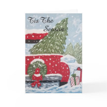 Carte de Noël de camion rouge