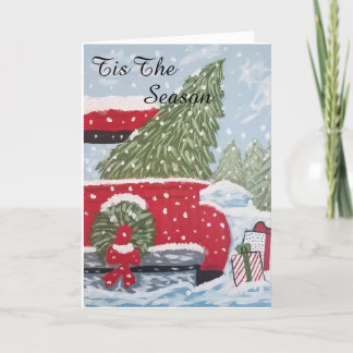 Carte de Noël de camion rouge