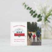 Carte de Noël de camping aventure Camper Rouge Rét (Debout devant)