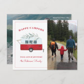 Carte de Noël de camping aventureuse de camping-ca (Devant / Derrière)