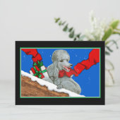 Carte de Noël de caniche d'argent/Invitation (Debout devant)