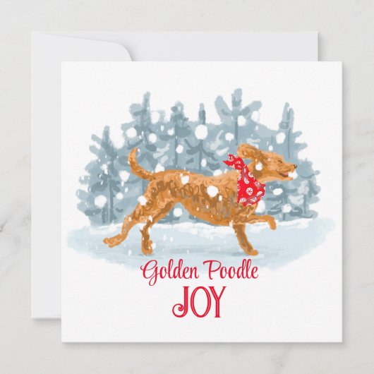 Carte de Noël de caniche d'or (Devant)
