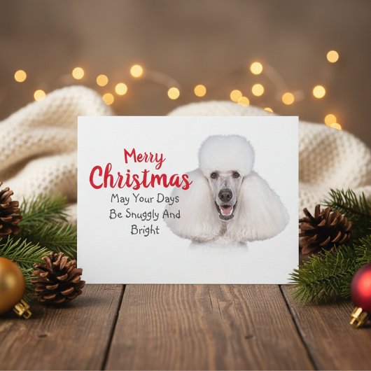 Carte de Noël de caniche standard blanc