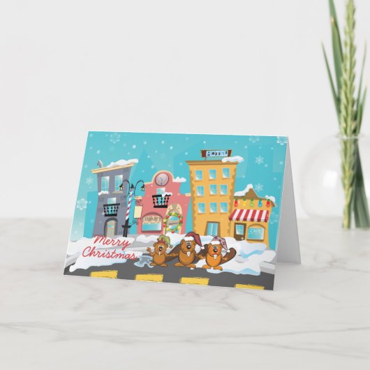 carte de Noël de castor (Devant)