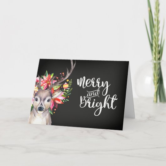 Carte de Noël de cerfs d'aquarelle (Devant)