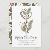 Carte de Noël de Cerfs d'Aquarelle (Devant / Derrière)