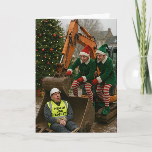 Carte de Noël de chantier Construction Sécurité et (Devant)