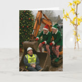 Carte de Noël de chantier Construction Sécurité et (Fleur jaune)