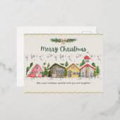 Carte de Noël de charme : Maisons douillettes et S (Recto/Verso)