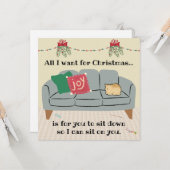 Carte de Noël de chat, chat pain orange coupé (Devant/Arrière en situation)