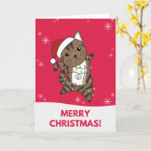 Carte de Noël de chat de neige d'hiver Animaux Cha (Fleur jaune)