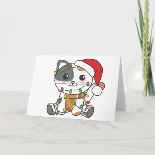 Carte de Noël de chat d'hiver de Noël Animaux Chat (Devant)