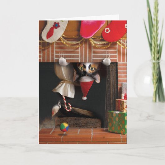 Carte de Noël de chat drôle mignonne adorable meil (Devant)