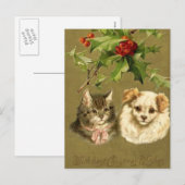 Carte de Noël de chat et de chien (Devant / Derrière)