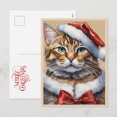 Carte de Noël de chat joyeux Noël (Devant / Derrière)