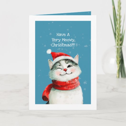 Carte de Noël de chat Meowy (Devant)