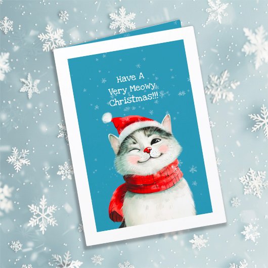 Carte de Noël de chat Meowy