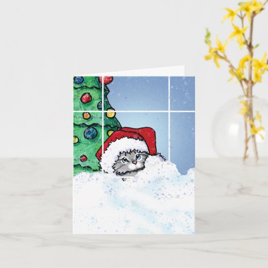 Carte de Noël de Chat Mignon (Fleur jaune)