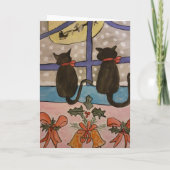 Carte de Noël de chat noir (Dos)