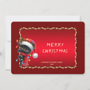 Carte de Noël de chat noir de Noël
