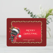 Carte de Noël de chat noir de Noël (Debout devant)