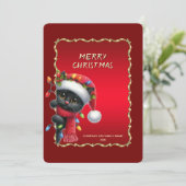 Carte de Noël de chat noir de Noël (Debout devant)