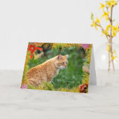 Carte de Noël de chat orange (Fleur jaune)