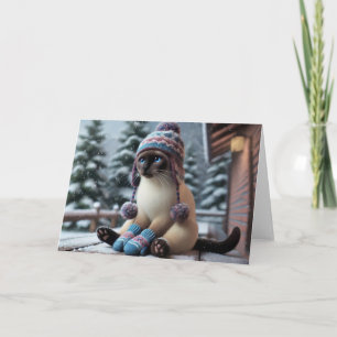 Carte de Noël de chat siamois
