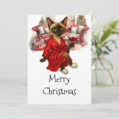 Carte de Noël de chat siamois – Drôle de fête  (Debout devant)