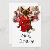 Carte de Noël de chat siamois – Drôle de Fêtes  (Devant / Derrière)