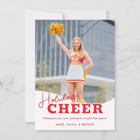 Carte de Noël de cheerleading de Joie des Fêtes (Devant)