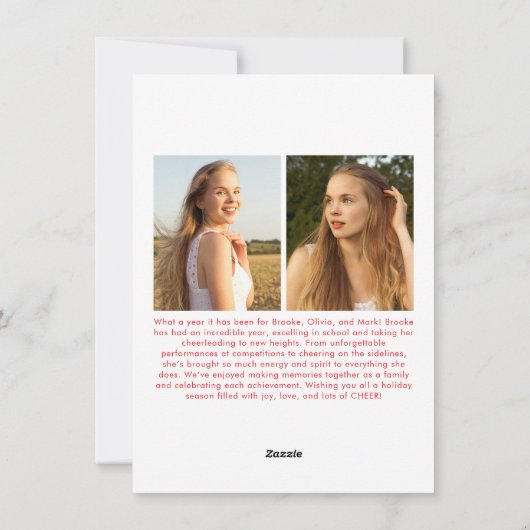 Carte de Noël de cheerleading de Joie des Fêtes (Dos)