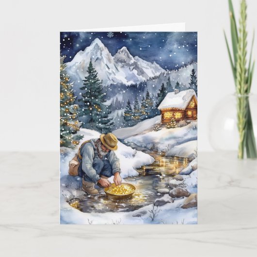 Carte de Noël de chercheur d'or Ruée vers l'or (Devant)