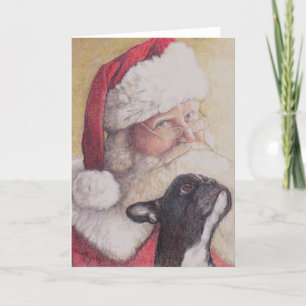 Carte de Noël de Chien à dos de taureau et de Chie