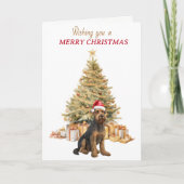 Carte de Noël de chien Airedale Terrier d'arbre d' (Devant)