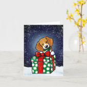 Carte de Noël de chien beagle (Fleur jaune)