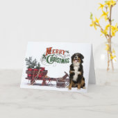 Carte de Noël de Chien Bernese Mt (Fleur jaune)