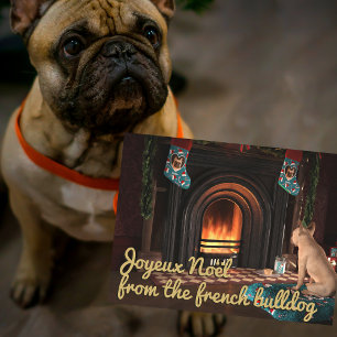 Carte de Noël de chien Bouledogue Français